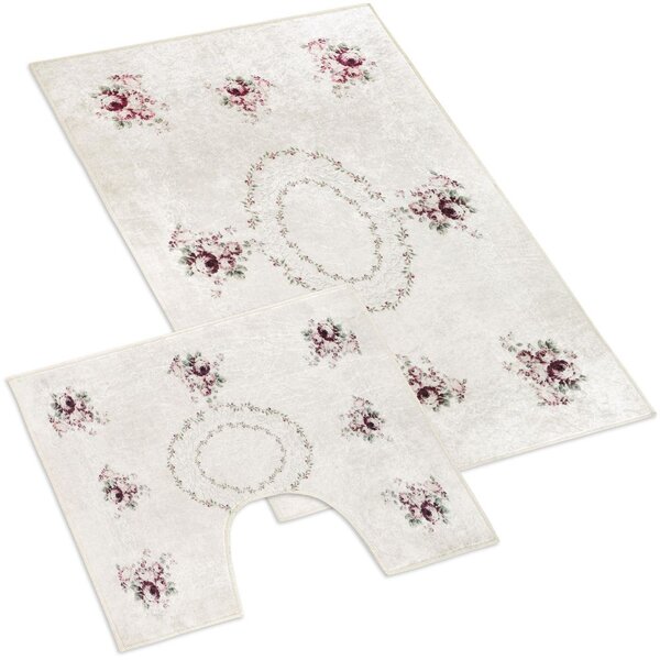 Bellatex Koupelnová a WC předložka Kytice 3D SADA 60 x 100 cm + 60 x 50 cm