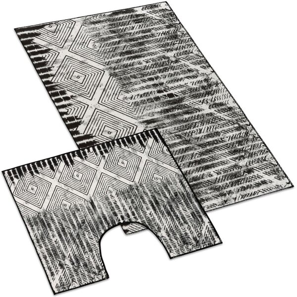 Bellatex Koupelnová a WC předložka Kosočtverce 3D SADA 60 x 100 cm + 60 x 50 cm