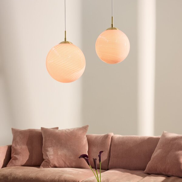 Závěsná svítidlo Halo Design, CANDY BALL, stmívatelné, Pudrová, Obývací pokoj, Sklo, Design