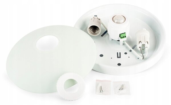 ECOLIGHT LED stropní svítidlo 2xE27 s pohybovým senzorem - sklo