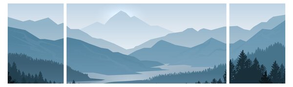 Obraz - Hory pohledem grafika (170x50 cm)