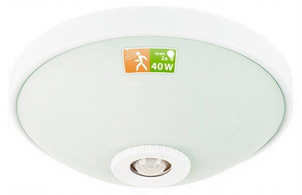 ECOLIGHT LED stropní svítidlo 2xE27 s pohybovým senzorem - sklo