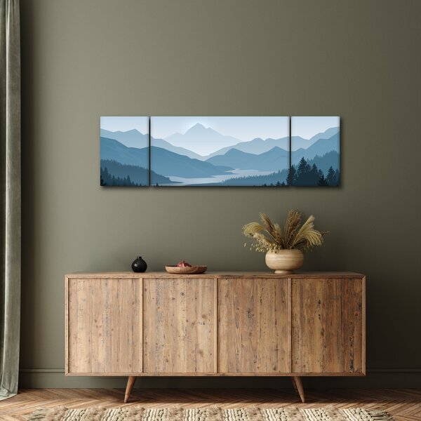 Obraz - Hory pohledem grafika (170x50 cm)