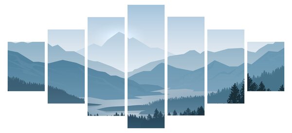 Obraz - Hory pohledem grafika (210x100 cm)