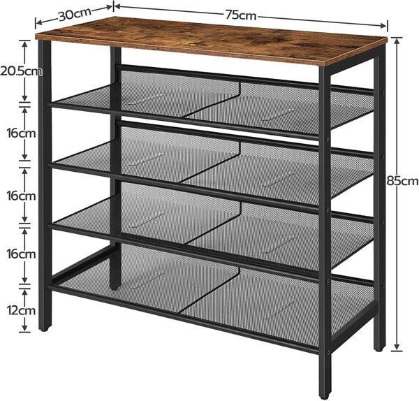 Botník Vasagle Grego 75 cm černý/hnědý