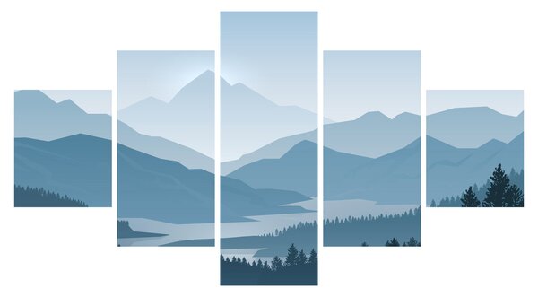 Obraz - Hory pohledem grafika (125x70 cm)