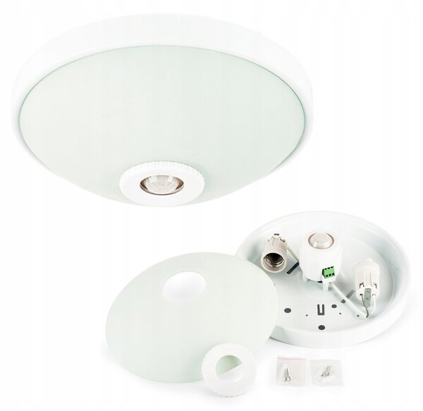 ECOLIGHT LED stropní svítidlo 2xE27 s pohybovým senzorem - sklo