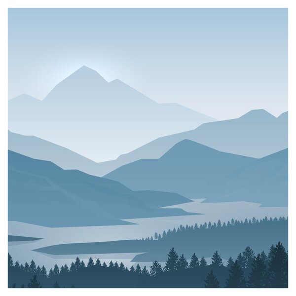 Obraz - Hory pohledem grafika (30x30 cm)