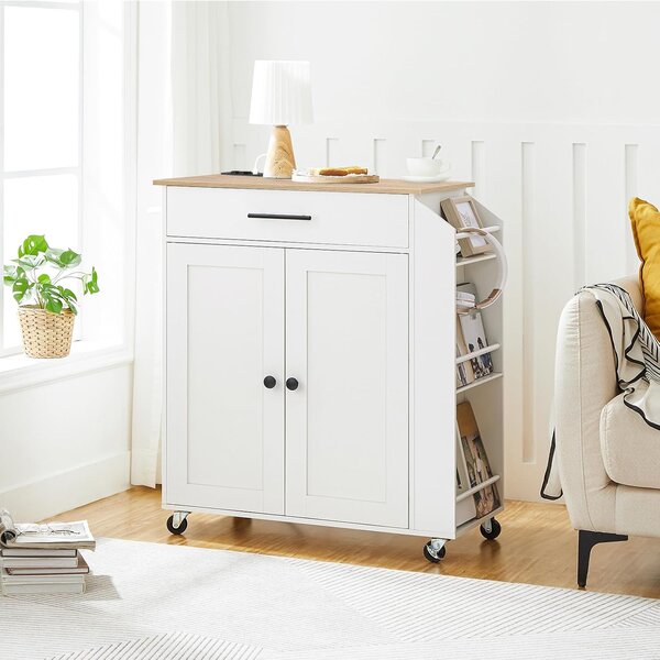 Pojízdný kuchyňský vozík s prodlužovacím kabelem Vasagle Asha 73 cm bílý