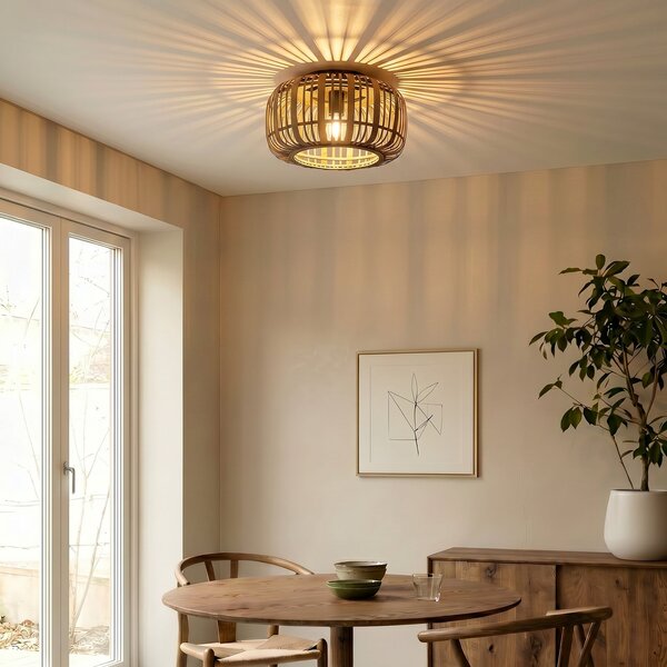 Stropní Lampa Lindby, Canyana, stmívatelné, Dřevo, Obývací pokoj, Dřevo, Venkovský / rustikální