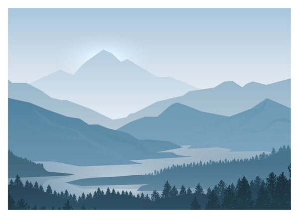 Obraz - Hory pohledem grafika (70x50 cm)