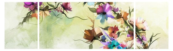 Obraz - Malba pnoucí květiny (170x50 cm)