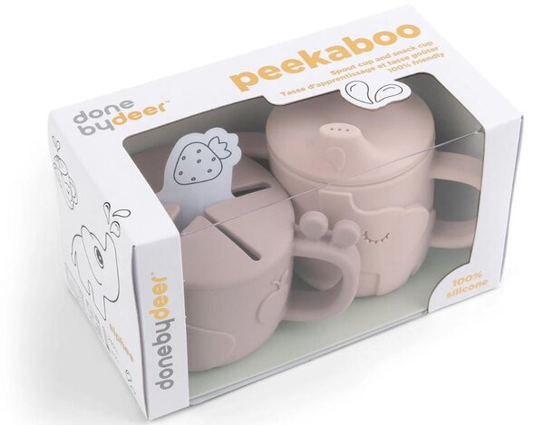 -25 % Dny MOMENTI– Růžová dětská jídelní sada Done by Deer Peekaboo Deer friends II