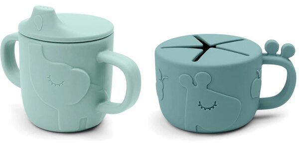 -25 % Dny MOMENTI– Modrá dětská jídelní sada Done by Deer Peekaboo Deer friends II