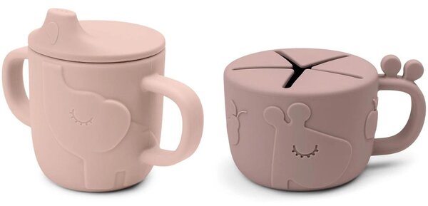 -25 % Dny MOMENTI– Růžová dětská jídelní sada Done by Deer Peekaboo Deer friends II