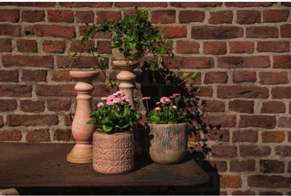 Světle růžový svícen se zdobenou nohou - Ø 14*36 cm - Clayre & Eef