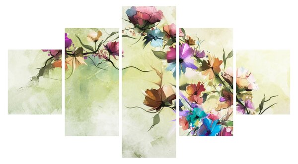 Obraz - Malba pnoucí květiny (125x70 cm)