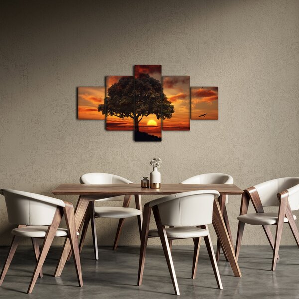 Obraz stromu se západem slunce (125x70 cm)