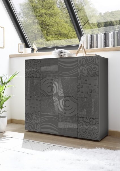 Komoda ARIA 121x111x43 cm antracit