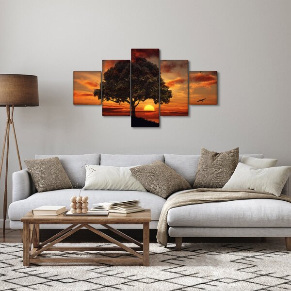 Obraz stromu se západem slunce (125x70 cm)