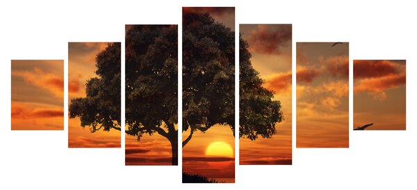 Obraz stromu se západem slunce (210x100 cm)