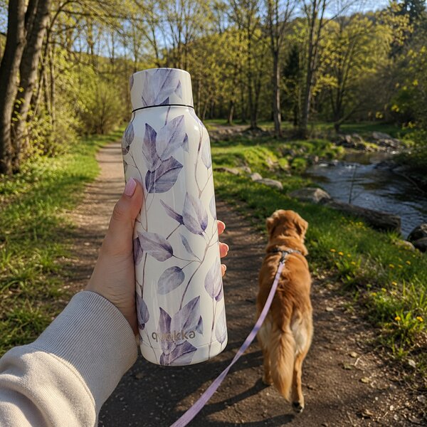 Nerezová termoláhev Solid, 510ml, Quokka, gray bouquet
