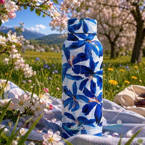 Nerezová termoláhev Solid, 510ml, Quokka, blue hibiscus