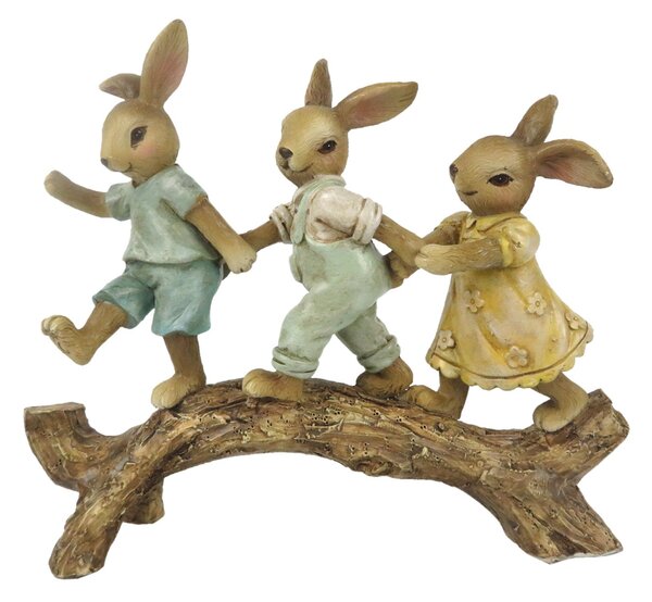 Dekorace králičí děti na kmeni stromu - 16*4*13 cm