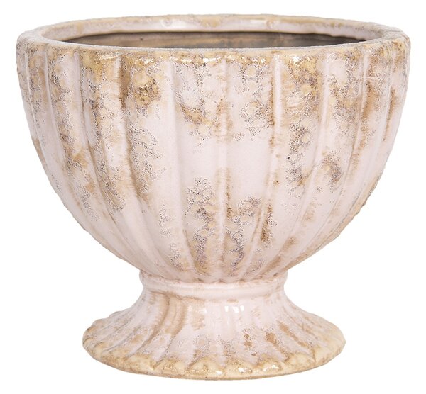 Růžový keramický květináč s patinou ve tvaru poháru – Ø 19*16 cm