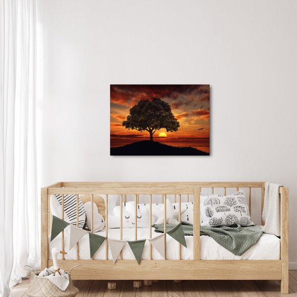 Obraz stromu se západem slunce (70x50 cm)