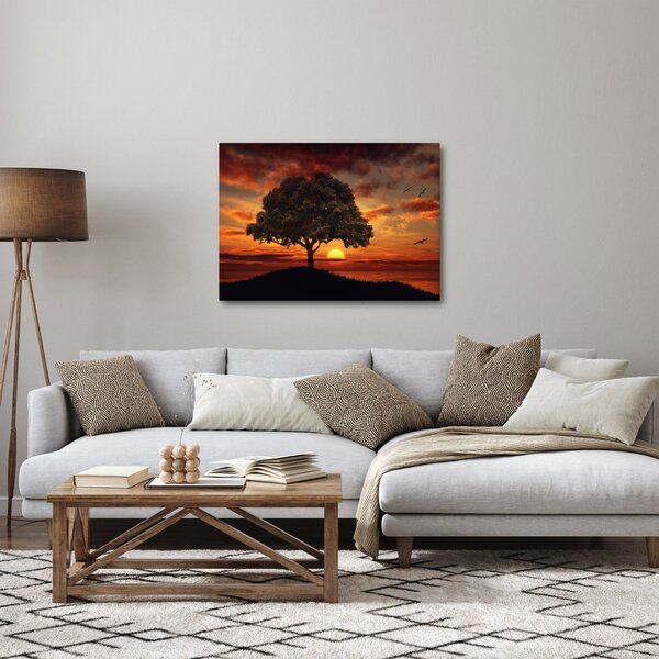 Obraz stromu se západem slunce (70x50 cm)