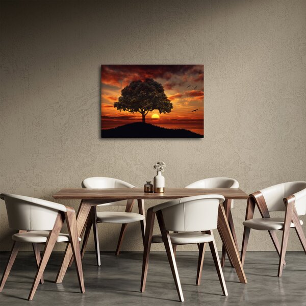Obraz stromu se západem slunce (70x50 cm)
