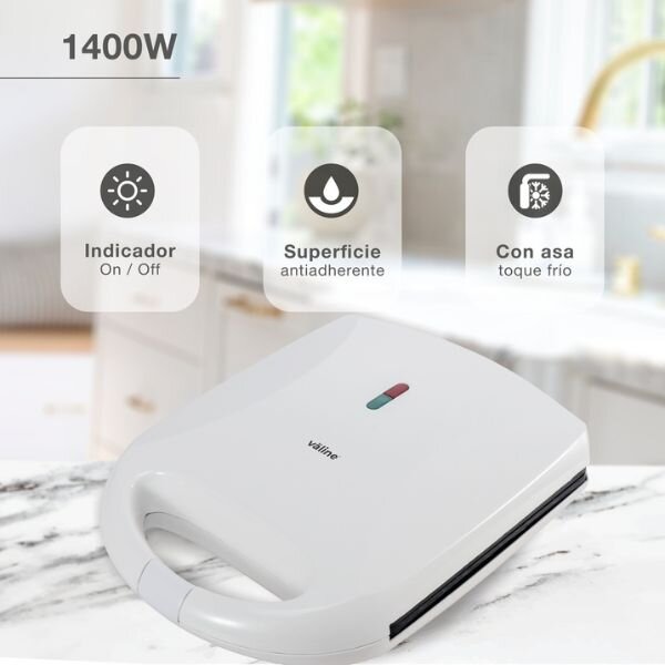 Toustovač Väline Namsok na 8 trojúhelníkových toastů, 1400W, bílý, 3 roky záruka