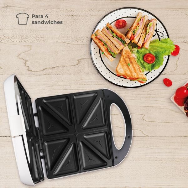 Toustovač Väline Namsok na 8 trojúhelníkových toastů, 1400W, bílý, 3 roky záruka