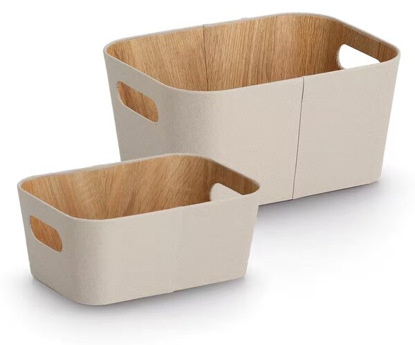 Zeller Present Úložný box s madly, FABRIWOOD, béžový, 26 x 18 x 11