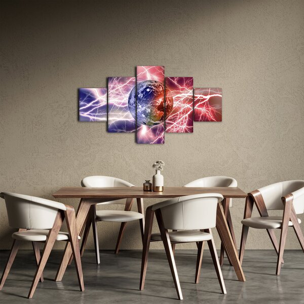 Obraz - Zeměkoule pod proudem (125x70 cm)