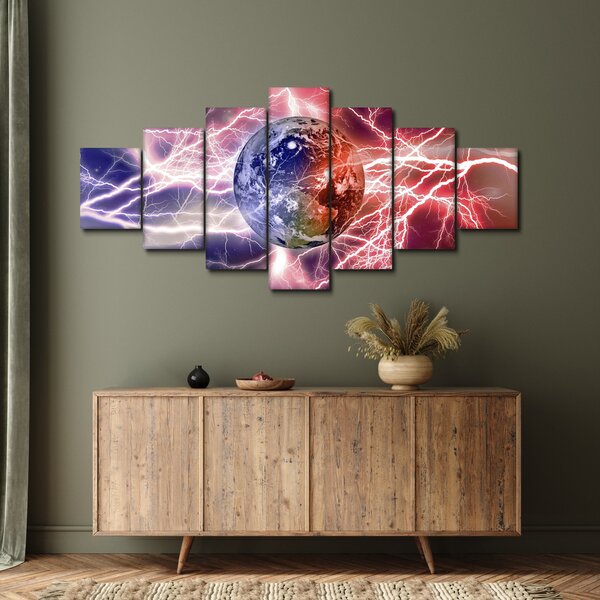 Obraz - Zeměkoule pod proudem (210x100 cm)