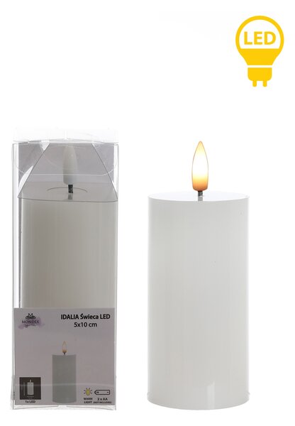 Mondex LED svíčka IDALIA 13 cm bílá