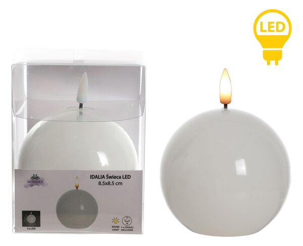 Mondex LED svíčka IDALIA BEAD 11 cm bílá