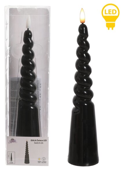 Mondex LED svíčka IDALIA SPIRAL 25 cm černá