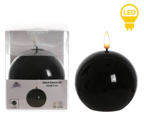 Mondex LED svíčka IDALIA BEAD 11 cm černá