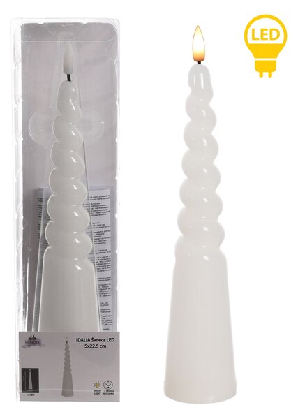 Mondex LED svíčka IDALIA SPIRAL 25 cm bílá