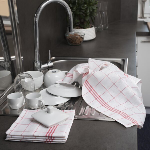 Utěrka KARO - set 10 ks červená 50 x 70 cm