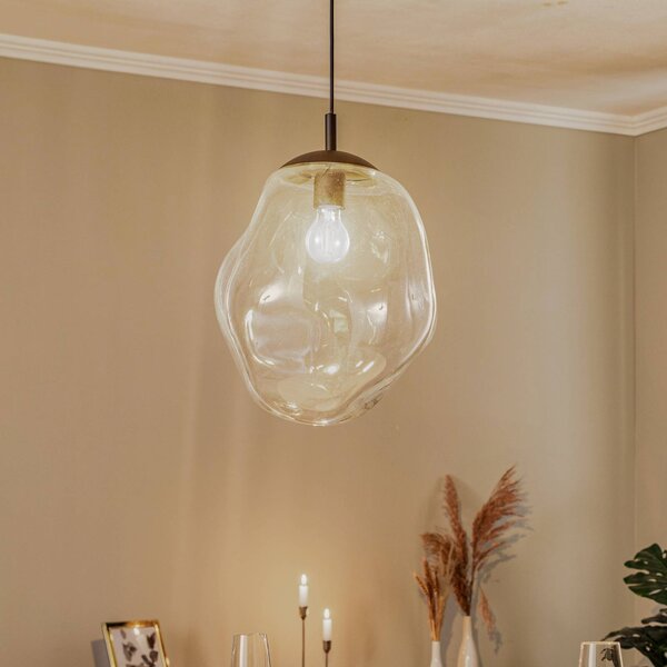 TK Lighting Závěsné světlo Sol, Ø 35cm, černá/čirá, stmívatelný, Čirá / transparetní, Obývací pokoj / jídelna, Sklo, Moderní