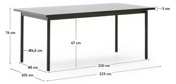 Zelený zahradní stůl Kave Home Maurina 223 x 101 cm