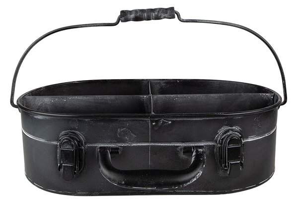 Černý antik úložný plechový organizér - 41*26*11 cm - Clayre & Eef