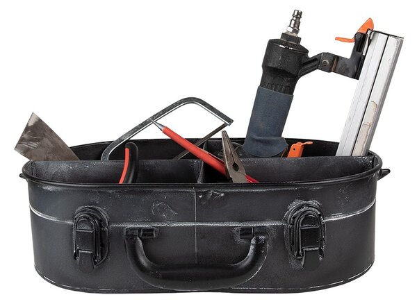 Černý antik úložný plechový organizér - 41*26*11 cm - Clayre & Eef