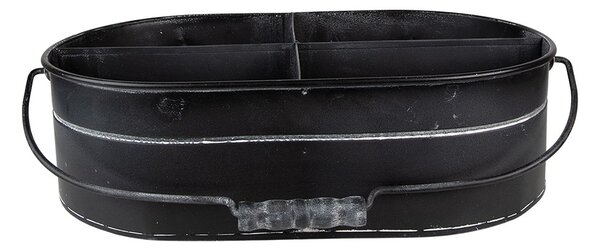 Černý antik úložný plechový organizér - 41*26*11 cm - Clayre & Eef