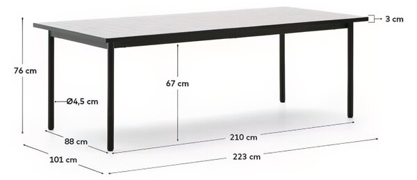 Bílo-zelený zahradní stůl Kave Home Maurina 223 x 101 cm