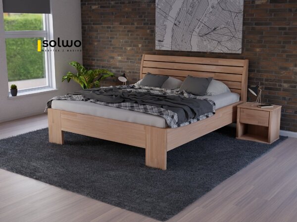 Masivní postel CURYCH - Solwo Design Materiál: Buk cink, Barevne provedení: Olejování přírodní 101/201, Specifikace: 140x200